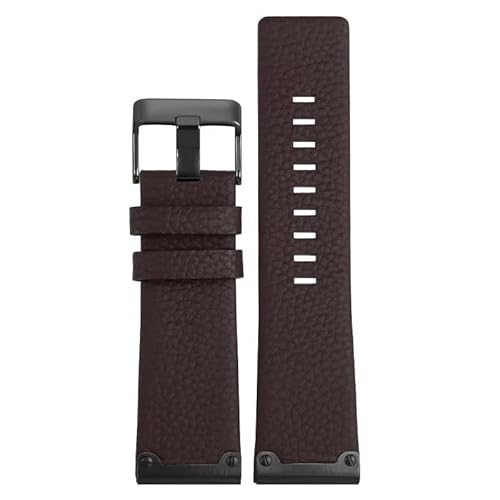 honyeuk Lederarmband für Diesel DZ4318 DZ4476 DZ4343 DZ4323 Verbessertes Edelstahl-Port-Kopfband(B brown black) von honyeuk