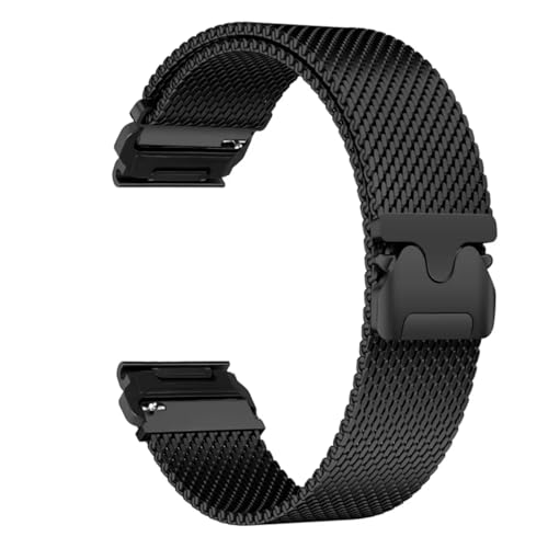 honyeuk Magnetisches Edelstahlarmband für Garmin Fenix ​​8 7X 7 Pro Fenix ​​6X 5X 5Plus Tactix 7 Forerunner 965 955 Quick Fit Armband Uhrenarmband(Black,Feinx 5 5Plus) von honyeuk