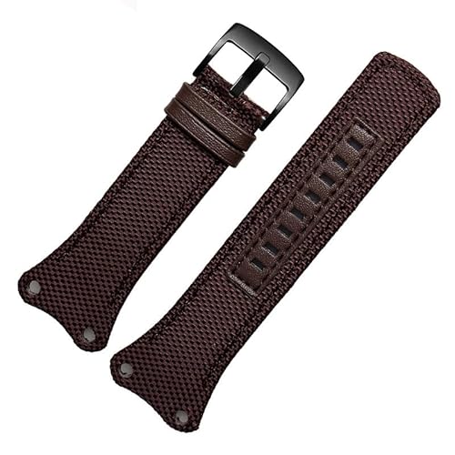 honyeuk Nylon + Lederarmband, dickes Canvas-Armband für K4b381b6 K4b381b3 K4B384B6, wasserdichtes Uhrenarmband, 30 mm, schwarz, mit Werkzeug(Brown-black) von honyeuk