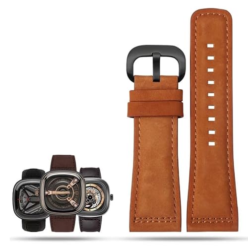 honyeuk Rindsleder-Uhrenarmband für Sevenfriday Q203 M203 P1 P2 S2 M2 Q2 03 01 02(Brown-black) von honyeuk