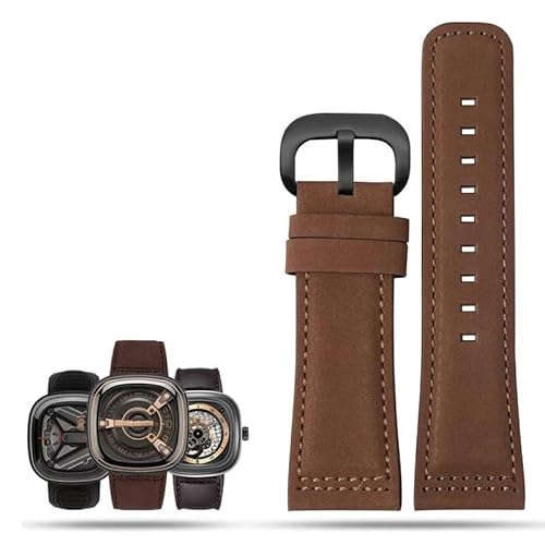 honyeuk Rindsleder-Uhrenarmband für Sevenfriday Q203 M203 P1 P2 S2 M2 Q2 03 01 02(Dark Brown-black) von honyeuk