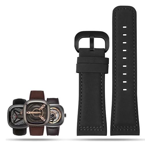 honyeuk Rindsleder-Uhrenarmband für Sevenfriday Q203 M203 P1 P2 S2 M2 Q2 03 01 02(Dark grey-black) von honyeuk