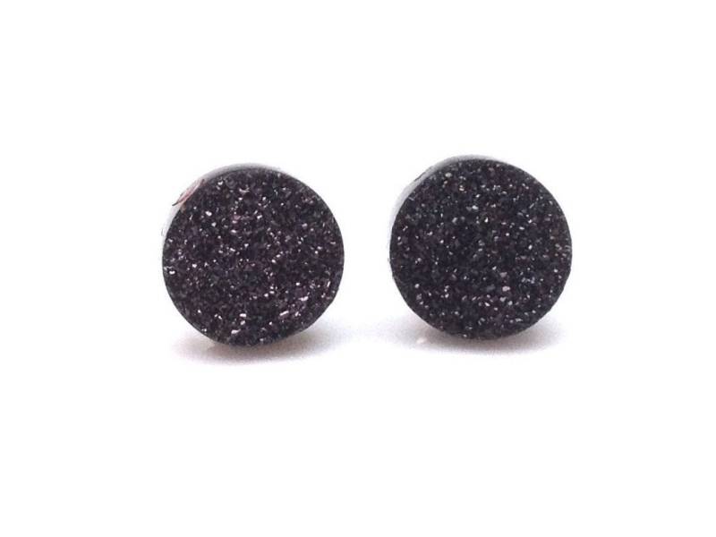 Winzige 1/3" 8mm Runde Schwarze Druzy Drusy Post Ohrstecker Mit Nickelfreien Titan Posts Winzige 1/3" 8mm Runde Schwarze Druzy Drusy Post Ohrstecker Mit Nickelfreien Titan Posts von hoopsandloops