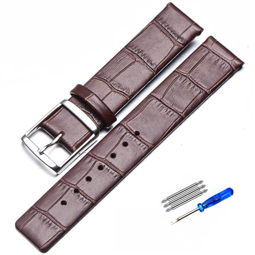 hoosouk Bambusmuster Echtes Leder Uhrenarmband Für CK K2G211K2G231K2Y211K2Y231 Armband Kette Dornschließe Herren Armband(Brownsilver,22mm) von hoosouk