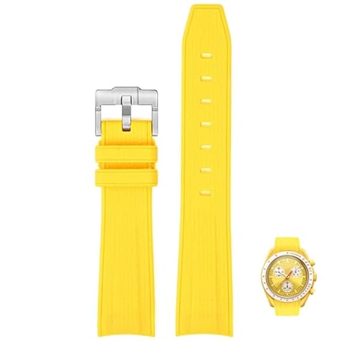 hoosouk Bogenförmiges Armband aus geflochtenem Gummi für das gemeinsame Uhrenarmband der Omega Planet-Serie(Yellow) von hoosouk