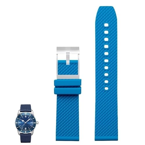 hoosouk Das Gummi-Silikon-Uhrenarmband für Breitling Avenger und Super Ocean Heritage II(Blues1,24mm) von hoosouk