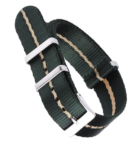 hoosouk Design: Glattes Nylon-Uhrenarmband für die meisten Uhren-Sicherheitsgurt-Armbänder(Green-Khaki,20mm) von hoosouk