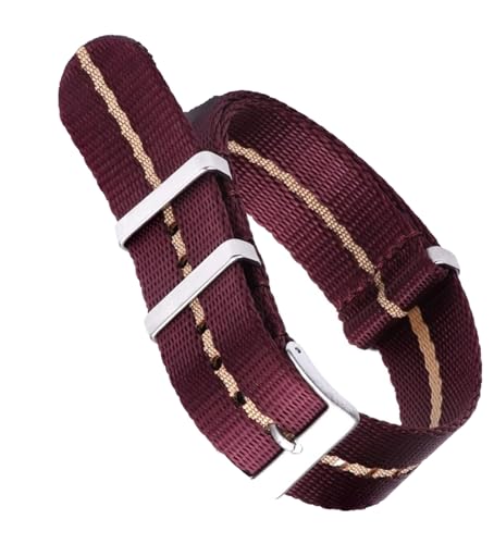 hoosouk Design: Glattes Nylon-Uhrenarmband für die meisten Uhren-Sicherheitsgurt-Armbänder(Red-Khaki,20mm) von hoosouk