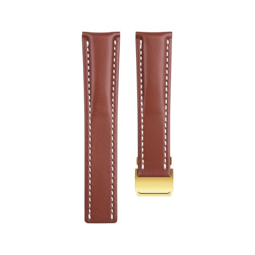 hoosouk Echtes Leder Uhrenarmband für Breitling Avenger Challenger Superocean Heritage Colt Blackbird Reconnaissance Uhrenarmband(Browng,24-22mm) von hoosouk