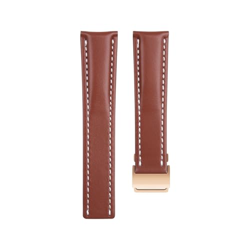 hoosouk Echtes Leder Uhrenarmband für Breitling Avenger Challenger Superocean Heritage Colt Blackbird Reconnaissance Uhrenarmband(Brownr,22-20mm) von hoosouk