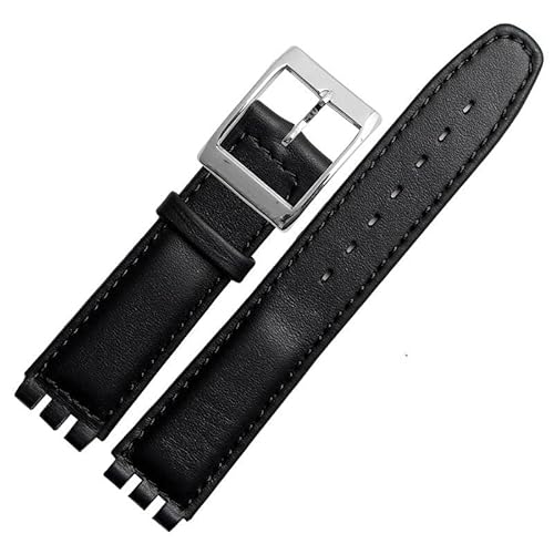 hoosouk Echtes Leder Uhrenarmband für SWATCH YRS YCS Unisex Leder Uhrenarmband mit Dornschließe(Blacks b,19mm) von hoosouk