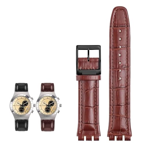 hoosouk Echtes Leder Uhrenarmband für SWATCH YRS YCS Unisex Leder Uhrenarmband mit Dornschließe(Brownb a,17mm) von hoosouk