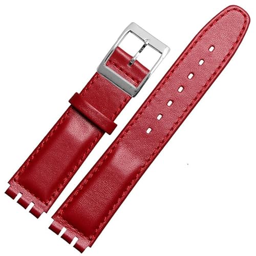 hoosouk Echtes Leder Uhrenarmband für SWATCH YRS YCS Unisex Leder Uhrenarmband mit Dornschließe(Reds b,19mm) von hoosouk