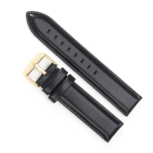 hoosouk Echtes Lederarmband für DW Herren Damen Uhrenarmband für Daniel Wellington(Black-Gold,18mm) von hoosouk