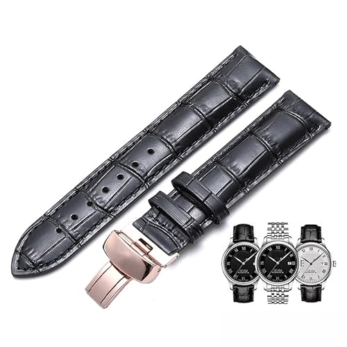 hoosouk Echtes Lederarmband für Tissot 1853 Le Locle T41 T006 PRC200 Uhrenarmband Handgelenk Armband(Black ROSE gold,18mm) von hoosouk