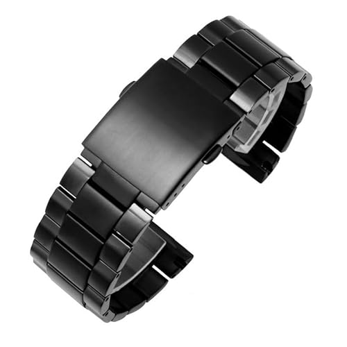 hoosouk Edelstahl-Uhrenarmband für Diesel DZ4318 DZ4323 DZ4283 DZ4309, gebogenes Armband aus massivem Metall(Black) von hoosouk
