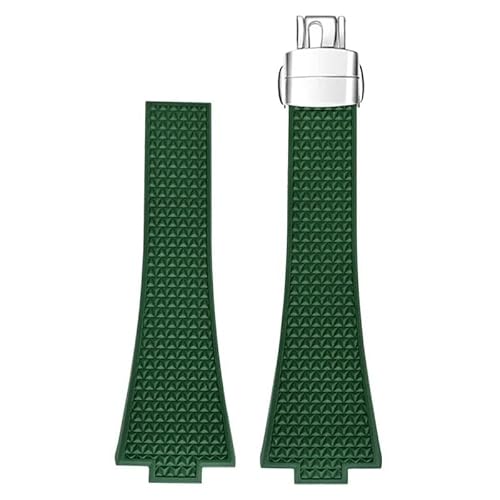 hoosouk FKM-Uhrenarmband für Tissot PRX-Serie Super Player, konvex, Herren, Fluorkautschuk-Uhrenarmband mit Schmetterlingsschnalle, Zubehör(Green Clasp) von hoosouk