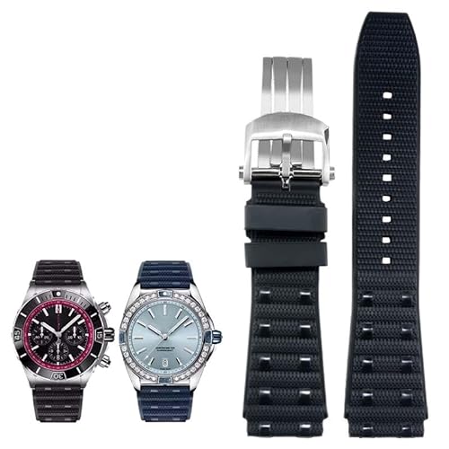 hoosouk Fluorkautschuk-Armband für Breitling B01 Sports FKM-Armband(Black folding clasp) von hoosouk