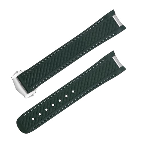 hoosouk Fluorkautschuk-Uhrenarmband für Omega Seamaster AT150 300 Captain Gold Pointer World Time Armband(Greens,21mm) von hoosouk