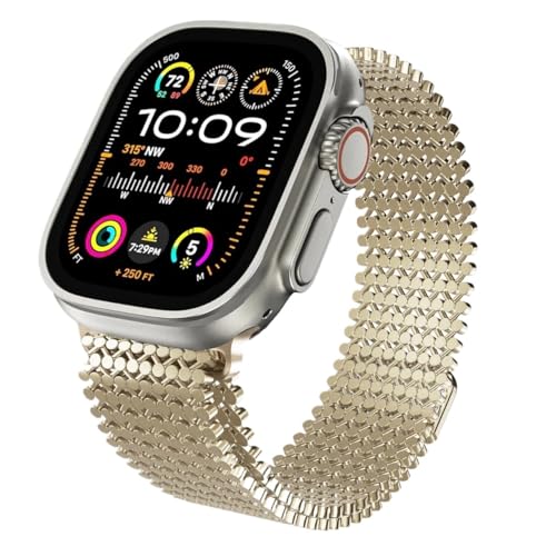 hoosouk Für Apple Watch Ultra 2 Milanis Strap für iWatch Serie 10 9 8 7 6 5 4 se Armband Correa(Champagne gold,38 40 41mm) von hoosouk