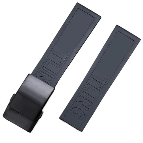 hoosouk Für Breitling Avenger Colt Superocean Challenger Fluorkautschuk-Uhrenarmband(Black matte black) von hoosouk