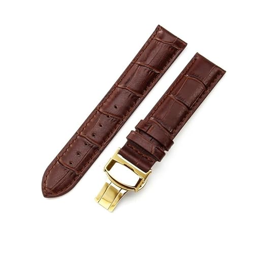 hoosouk Für Tissot 1853 Le Locle T41 T00407b Tarfish Junya T461 Echtlederarmband Herren Damen Uhrenarmband(Brown-Golden-B1,20mm) von hoosouk