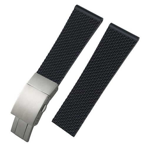 hoosouk Geflochtenes Silikon-Uhrenarmband für Breitling Navitimer Avenger Superocean Blackbird Reconnaissance(Black silver1,24mm) von hoosouk