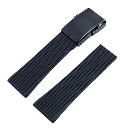 hoosouk Gummi-Uhrenarmband für Breitling Avenger Challenger Superocean Heritage.(Black2 shiny black,24mm) von hoosouk