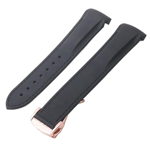 hoosouk Gummi-Uhrenarmband für Omega Seamaster 300 Planet Ocean Silikon-Uhrenarmband(Blackbr,20mm) von hoosouk