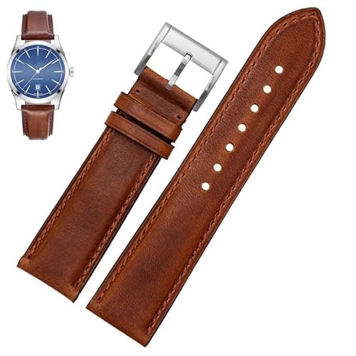 hoosouk Herren-Uhrenarmband aus Leder für Hamilton Khaki Jazz Aviation Uhrenarmband mit Faltschließe(Brownr a2,23mm) von hoosouk