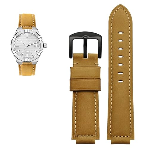 hoosouk Herren-Uhrenarmband aus Rindsleder für MAURICE LACROIX AIKON AI6008 AI6038 AI6058, Vintage, wasserdichtes Lederband(Khakib) von hoosouk