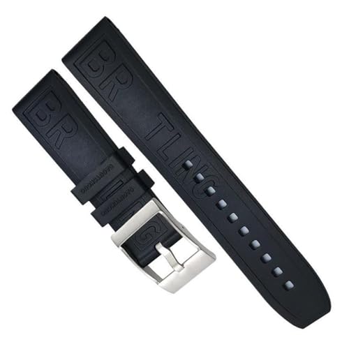 hoosouk Kautschukarmbanduhr für Breitling SUPEROCEAN Avenger Color Armband Tauchsportarmband(Black silver,22mm) von hoosouk
