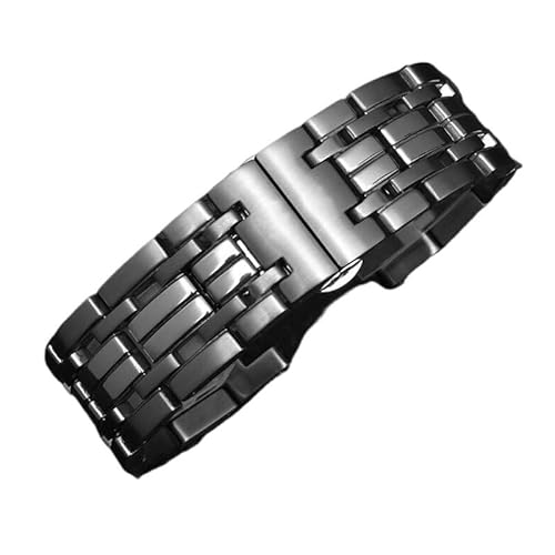 hoosouk Klassisches konkaves Edelstahlarmband für GC-Uhren. Solide Glieder.(Silver,22x13mm) von hoosouk