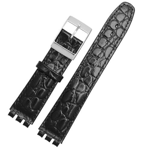 hoosouk Leder-Uhrenarmbänder für SWATCH YRS-Uhrenkette mit konkav-konvexer Schnalle(Black d,17mm) von hoosouk