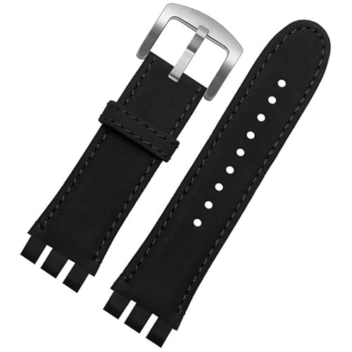 hoosouk Leder Uhrenarmband Herren für SWATCH YOS440 449 401 447 Rindsleder Uhrenkette(Blacks b) von hoosouk