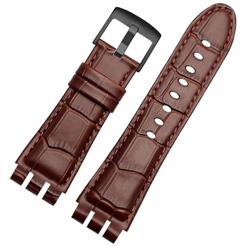 hoosouk Leder Uhrenarmband Herren für SWATCH YOS440 449 401 447 Rindsleder Uhrenkette(Brownb a) von hoosouk