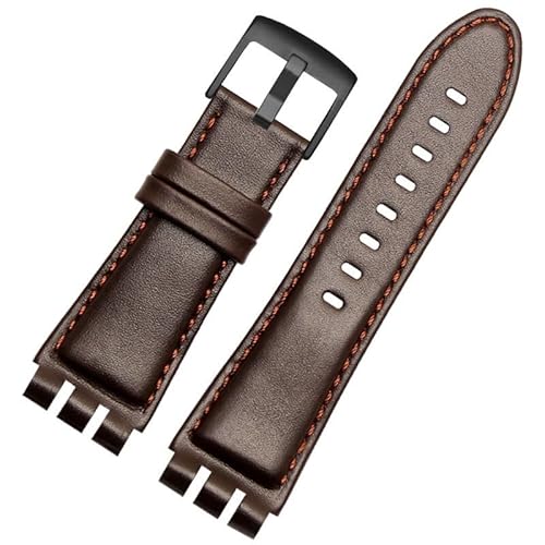 hoosouk Leder Uhrenarmband Herren für SWATCH YOS440 449 401 447 Rindsleder Uhrenkette(Brownb c) von hoosouk