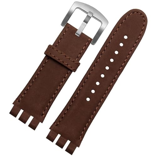 hoosouk Leder Uhrenarmband Herren für SWATCH YOS440 449 401 447 Rindsleder Uhrenkette(Browns b) von hoosouk
