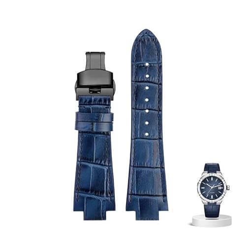 hoosouk Leder Uhrenarmband für Maurice Lacroix AIKON AI6008 AI6038 AI6058 Mann Armband Kuh Leder Armband(Blue black) von hoosouk