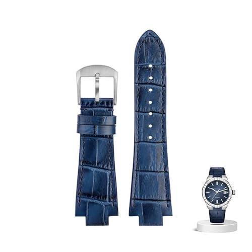 hoosouk Leder Uhrenarmband für Maurice Lacroix AIKON AI6008 AI6038 AI6058 Mann Armband Kuh Leder Armband(Blue silver pin) von hoosouk