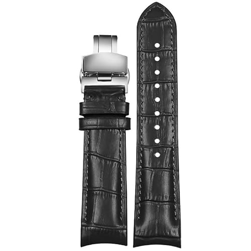 hoosouk Lederarmband für Omega New Seamaster 300 Planet Ocean 007 Speedmaster Herrenuhrkette(Blackg,20mm) von hoosouk