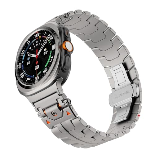 hoosouk Luxuriöses Edelstahlarmband für Samsung Galaxy Watch 7 Ultra 47 mm, austauschbares Metallarmband(Titanium) von hoosouk