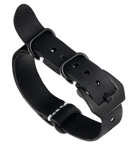 hoosouk Militär Leder Uhrenarmband Schwarz Braun Kaffee Uhrenarmband Wistband Armband(Black,26mm) von hoosouk