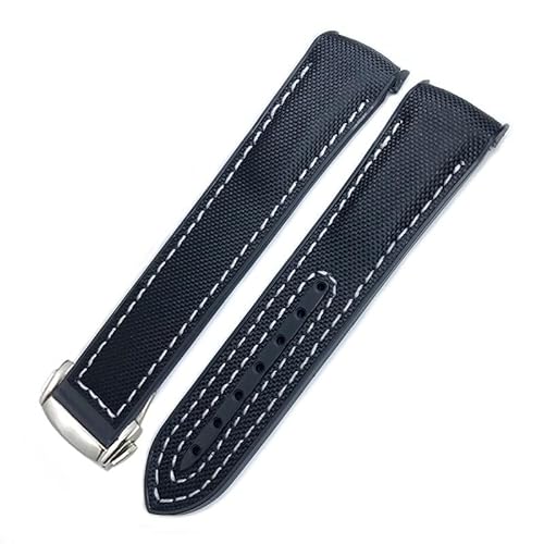 hoosouk New Nylon Rubber Watchband Fit For Omega Seamaster 300 AT150 Speedmaster Silicone Watch Strap(GREEN BLUE,22mm) von hoosouk