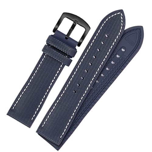 hoosouk Nylon-Gummi-Uhrenarmband mit Dornschließe für Omega Speedmaster Dark Side Moon Apollo 8 Seamaster Silikonarmband(Bluebwb,21mm) von hoosouk