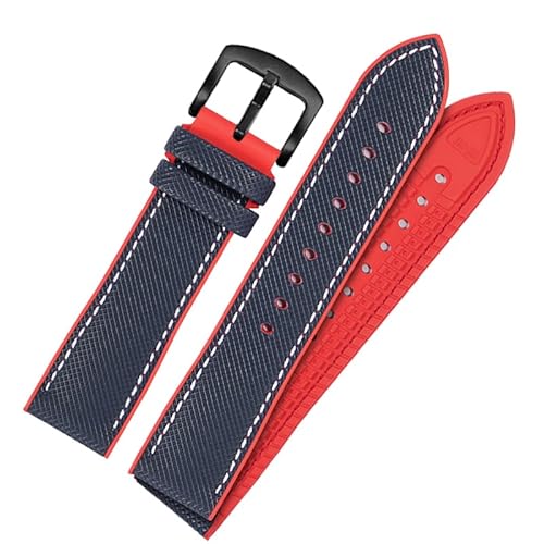 hoosouk Nylon-Gummi-Uhrenarmband mit Dornschließe für Omega Speedmaster Dark Side Moon Apollo 8 Seamaster Silikonarmband(Bluerb,19mm) von hoosouk