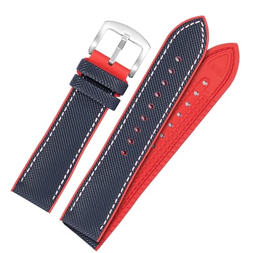hoosouk Nylon-Gummi-Uhrenarmband mit Dornschließe für Omega Speedmaster Dark Side Moon Apollo 8 Seamaster Silikonarmband(Bluers,19mm) von hoosouk