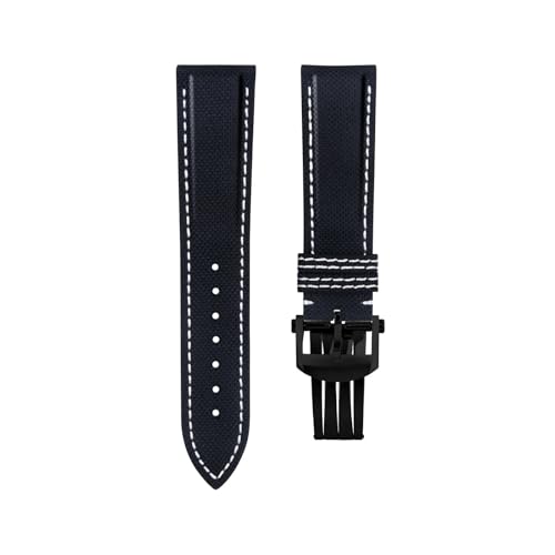 hoosouk Nylon-Leder-Uhrenarmband für Breitling Avenger Navitimer Challenger Blackbird und Superocean(B Black black3) von hoosouk