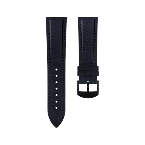 hoosouk Nylon-Leder-Uhrenarmband für Breitling Avenger Navitimer Challenger Blackbird und Superocean(Black black a2) von hoosouk