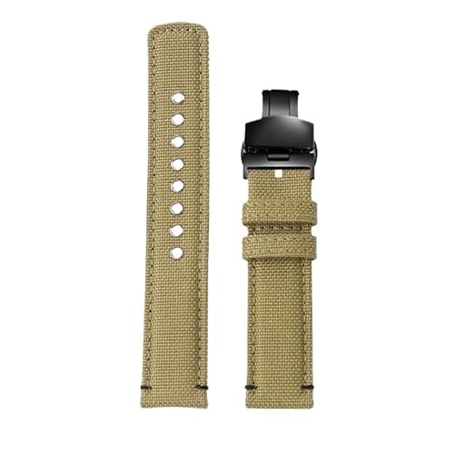 hoosouk Nylon-Leder-Uhrenarmband für TIMEX T49905 T49963 T49953 Herrenarmband(Khaki-black Folding) von hoosouk